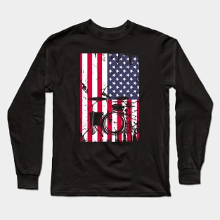 Drummer Drum Set Drums USA Flag American 4th Of July Long Sleeve T-Shirt